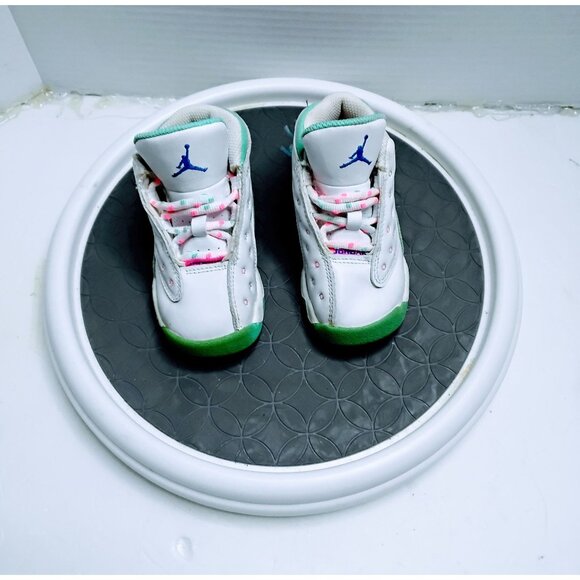 Nike Jordan 13 Retro Toddler Shoes 6C White/Green/Pink Basketball Sneakers - Picture 1 of 7